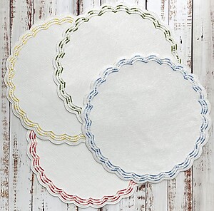 Bodrum Belgravia Red Scalloped Easy Care Placemats - Set of 4