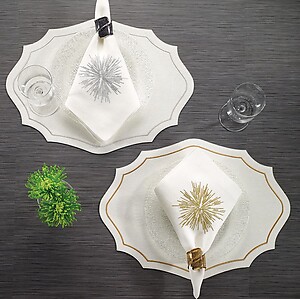 Bodrum Byzantine Antique White and Silver Easy Care Placemats - Set of 4