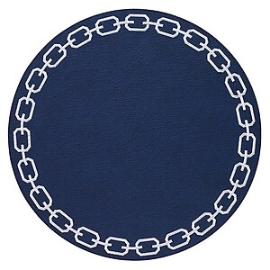Bodrum Chains Navy Blue and White Round Easy Care Placemats - Set of 4