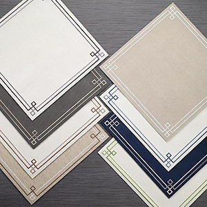 Bodrum Link Oatmeal White Square Easy Care Placemats - Set of 4