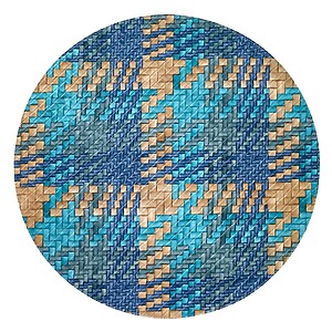 Bodrum Nantucket Blue Turquoise Plaid Round Easy Care Placemats - Set of 4