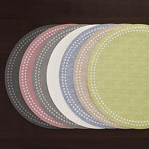 Bodrum Pearls Bluebell and White Round Easy Care Placemats - Set of 4