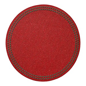 Bodrum Pearls Ruby Red and Evergreen Easy Care Placemats - Set of 4