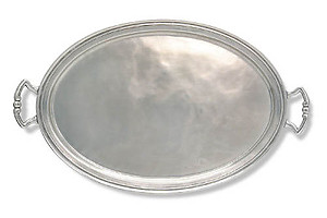 Match Pewter Oval Tray with Handles, Extra Large
