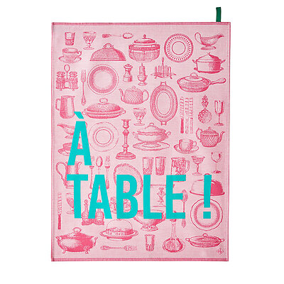 Le Jacquard Francais A Table Pink Cotton Tea Towel