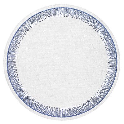 Bodrum Flare Blue Embroidered Round Easy Care Place Mats - Set of 4