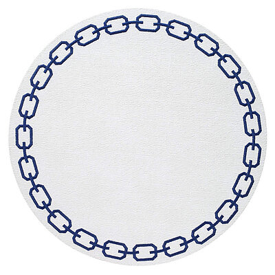 Bodrum Chains White and Navy Blue Round Easy Care Placemats - Set of 4