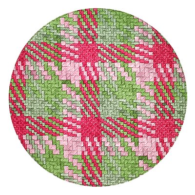 Bodrum Nantucket Green Pink Plaid Round Easy Care Placemats - Set of 4