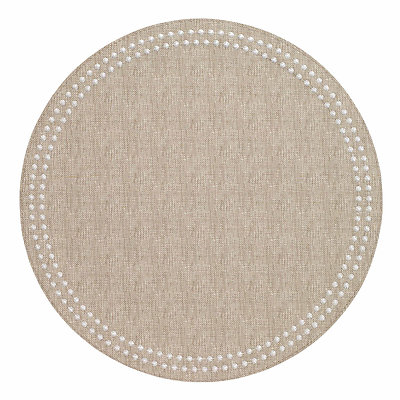 Bodrum Pearls Beige and White Round Easy Care Placemats - Set of 4
