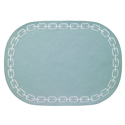Bodrum Chains Celadon Green and White Oval Easy Care Placemats - Set of 4
