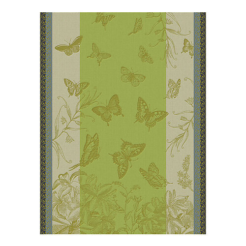 Le Jacquard Francais Jardin des Papillons Green Cotton Tea Towel