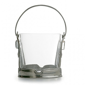 Crystal & Pewter Ice Bucket. Arte Italica Taverna Ice Bucket w/ Handle