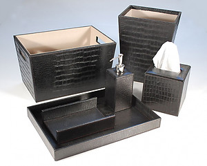 Leather Bath Accessories - Mike & Ally Verona. 3 Colors