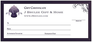 Gift Certificate at J Brulee Home