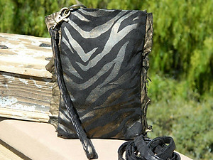 Lisa Berck Black & Brass Zebra Stephanie Bag