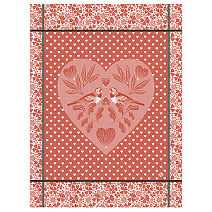 Le Jacquard Francais Amour Red Cotton Tea Towel