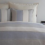 Grey & Blue Striped Duvet Covers & Bedding. Ann Gish Linen Wool Stripe 