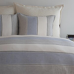Grey & Blue Striped Duvet Covers & Bedding. Ann Gish Linen Wool Stripe 