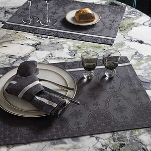 Le Jacquard Francais Armoiries Black Patterned Table Linens