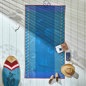 Le Jacquard Francais Baignade a Socoa Blue Beach Towel