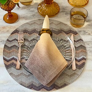 Bodrum Bargello Gold Round Easy Care Placemats - Set of 4