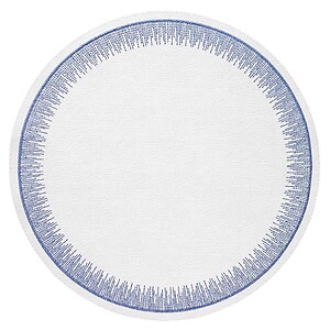 Bodrum Flare Blue Embroidered Round Easy Care Place Mats - Set of 4