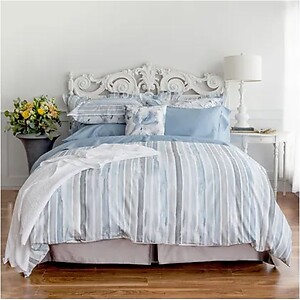 St Geneve Josette French Blue Striped Sheets and Bedding