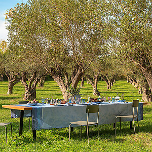 Le Jacquard Francais Instant Bucolique Blue Linen Table Linens