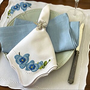 Bodrum Violeta Embroidered Floral Napkins - Set of 4