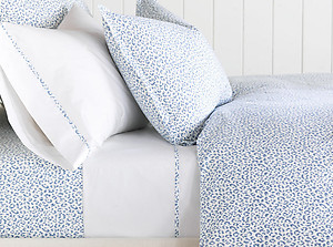 Blue & White Leopard Duvet Cover & Sheets - Barclay Butera Tanner Indigo