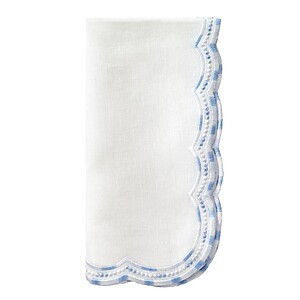 Bodrum Belgravia Blue Scalloped Linen Napkins - Set of 4