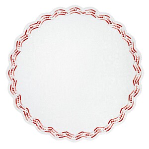 Bodrum Belgravia Red Scalloped Easy Care Placemats - Set of 4