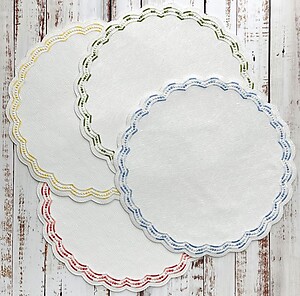 Bodrum Belgravia Yellow Scalloped Easy Care Placemats - Set of 4