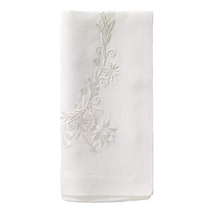 Bodrum Bella Off White Embroidered Linen Napkins - Set of 4