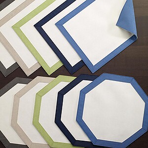 Bodrum Bordino Fern Green and White Octagon Easy Care Place Mats - Set of 4