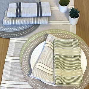 Bodrum Brighton Grey Striped Napkins - Set of 4