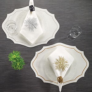 Bodrum Byzantine Antique White and Gold Easy Care Placemats - Set of 4