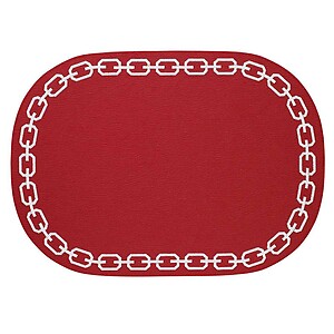 Bodrum Chains Red and White Oval Easy Care Placemats - Set of 4