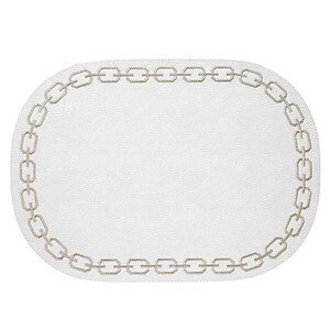 Bodrum Chains White and Gold Oval Easy Care Placemats - Set of 4