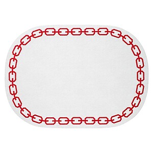 Bodrum Chains White and Red Oval Easy Care Placemats - Set of 4