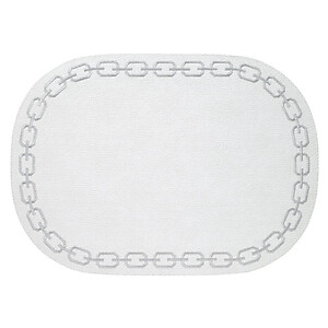 Bodrum Chains White and Silver Oval Easy Care Placemats - Set of 4