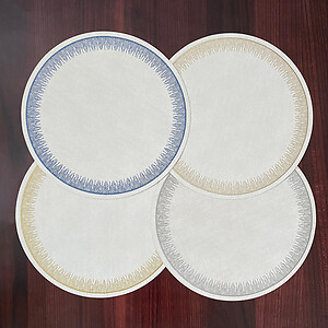 Bodrum Flare Fern Green Embroidered Round Easy Care Place Mats - Set of 4