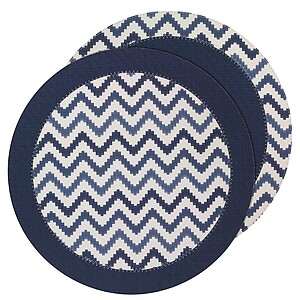 Bodrum Halo Navy Blue Round Easy Care Placemats - Set of 4