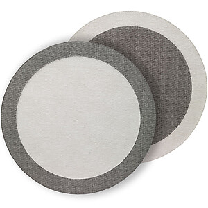 Bodrum Halo Antique White and Gray Round Easy Care Placemats - Set of 4
