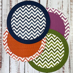 Bodrum Halo Navy Blue Round Easy Care Placemats - Set of 4