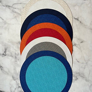 Bodrum Halo White and Iceberg Blue Round Easy Care Placemats - Set of 4