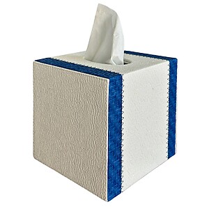 Bodrum Linea White and Delft Blue Tissue Box