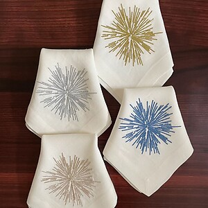 Bodrum Starburst Gold Linen Napkins - Set of 4