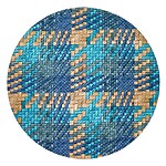 Bodrum Nantucket Blue Turquoise Plaid Round Easy Care Placemats - Set of 4