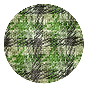 Bodrum Nantucket Green Gray Plaid Round Easy Care Placemats - Set of 4